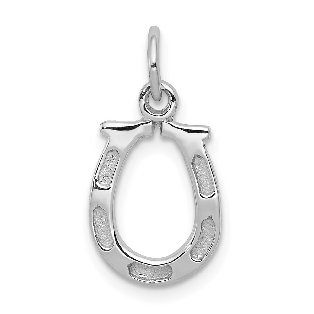 14k White Gold Solid Equestrian Fine Jewelry Horseshoe Necklace Charm Pendant